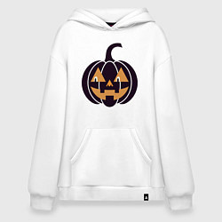 Толстовка-худи оверсайз Тыква Джек фонарь Хэллоуин, цвет: белый
