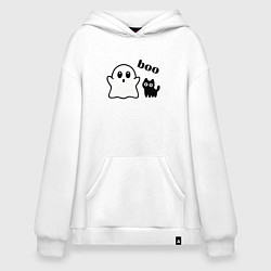 Худи оверсайз Хэллоуин, привидение и черный кот