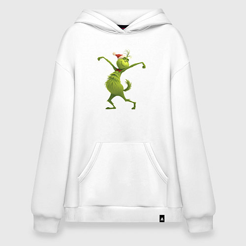 Худи оверсайз Гринч в предвкушении нового года / Белый – фото 1