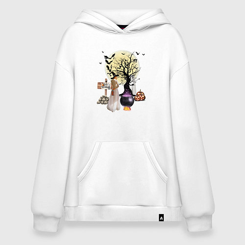 Худи оверсайз Полнолуние в Хэллуин / Белый – фото 1
