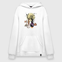 Толстовка-худи оверсайз Полнолуние в Хэллуин, цвет: белый