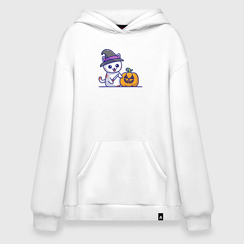Худи оверсайз Cat pumpkin / Белый – фото 1