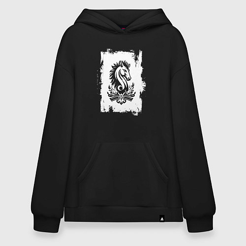 Худи оверсайз Белый жеребец / Черный – фото 1