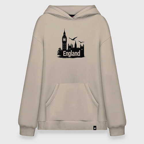 Худи оверсайз Англия: величие Биг-Бена / Миндальный – фото 1