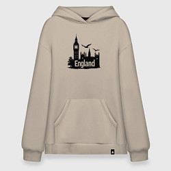 Толстовка-худи оверсайз Англия: величие Биг-Бена, цвет: миндальный
