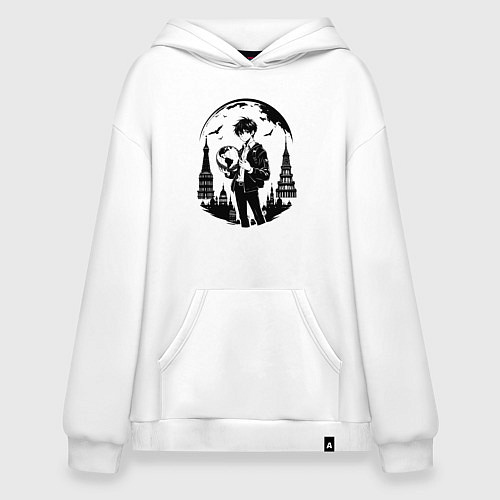 Худи оверсайз Путешествие сквозь города аниме / Белый – фото 1
