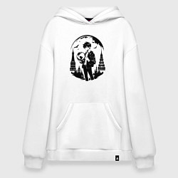 Толстовка-худи оверсайз Путешествие сквозь города аниме, цвет: белый