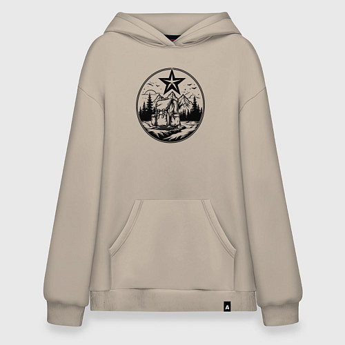 Худи оверсайз Советский путешественник / Миндальный – фото 1