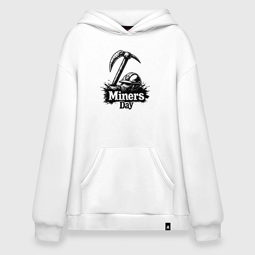Худи оверсайз День шахтера шлем и кирка / Белый – фото 1