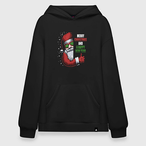 Худи оверсайз Счастливого Рождества и Нового года / Черный – фото 1