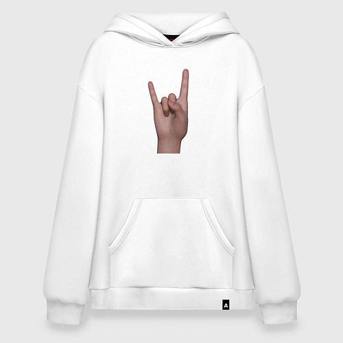 Худи оверсайз Жест коза правой рукой / Белый – фото 1