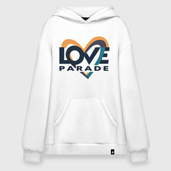 Толстовка-худи оверсайз Логотип Love Parade, цвет: белый