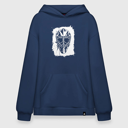 Худи оверсайз Вратарская маска в белом квадрате / Тёмно-синий – фото 1