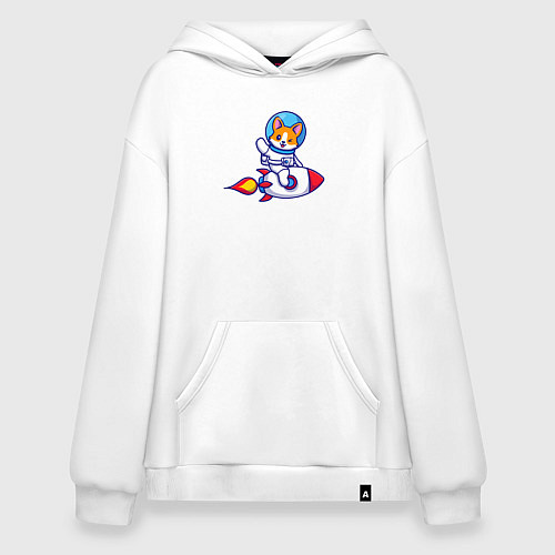 Худи оверсайз Собачка на ракете / Белый – фото 1
