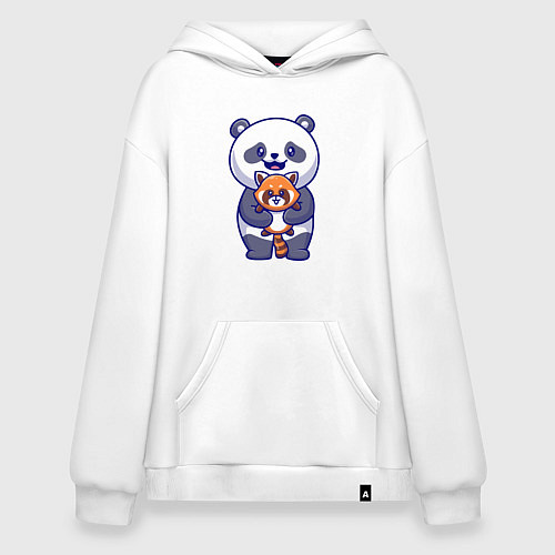 Худи оверсайз Две панды / Белый – фото 1