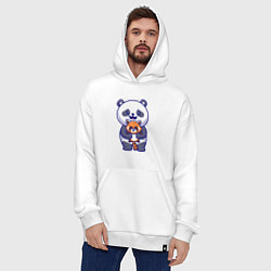 Толстовка-худи оверсайз Две панды, цвет: белый — фото 2