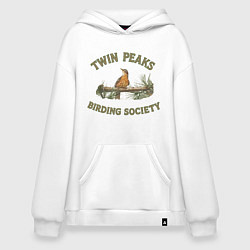 Толстовка-худи оверсайз Twin Peaks birding society, цвет: белый