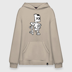 Толстовка-худи оверсайз Bart Simpsons Zombie, цвет: миндальный