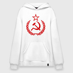Толстовка-худи оверсайз СССР герб, цвет: белый
