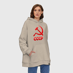 Толстовка-худи оверсайз СССР Логотип, цвет: миндальный — фото 2