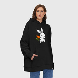 Толстовка-худи оверсайз Зайка с морковкой, цвет: черный — фото 2
