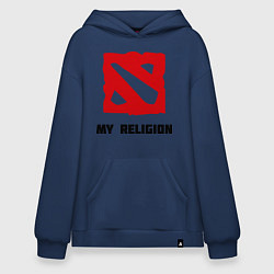 Толстовка-худи оверсайз Dota 2: My Religion цвета тёмно-синий — фото 1