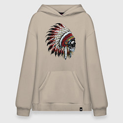 Толстовка-худи оверсайз Индеец, цвет: миндальный