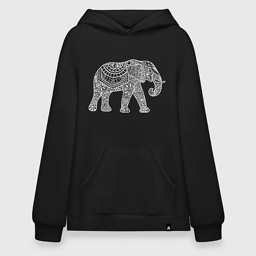 Худи оверсайз Расписной слон / Черный – фото 1