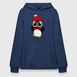 Толстовка-худи оверсайз Удивленный пингвинчик, цвет: тёмно-синий