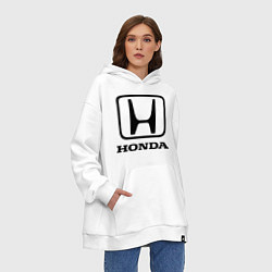Толстовка-худи оверсайз Honda logo, цвет: белый — фото 2