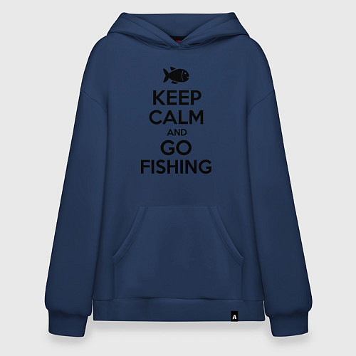 Худи оверсайз Keep Calm & Go fishing / Тёмно-синий – фото 1