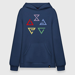 Толстовка-худи оверсайз Witcher 3 знаки, цвет: тёмно-синий