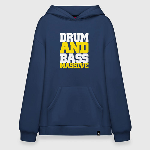 Худи оверсайз DRUM AND BASS MASSIVE / Тёмно-синий – фото 1