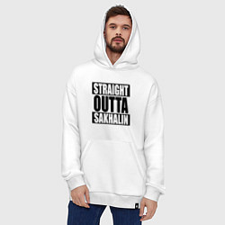Толстовка-худи оверсайз Straight Outta Sakhalin, цвет: белый — фото 2