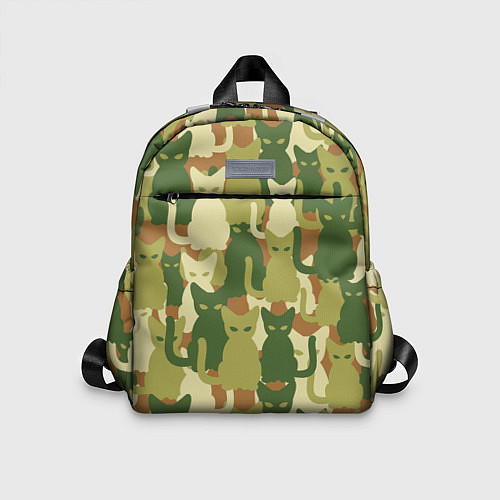 Детский рюкзак Камуфляж- зелёные кошки / 3D-принт – фото 1