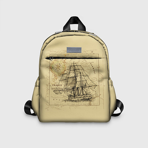 Детский рюкзак Старая карта и корабль / 3D-принт – фото 1