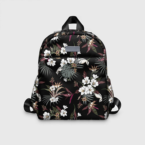 Детский рюкзак Белые цветы в темноте / 3D-принт – фото 1