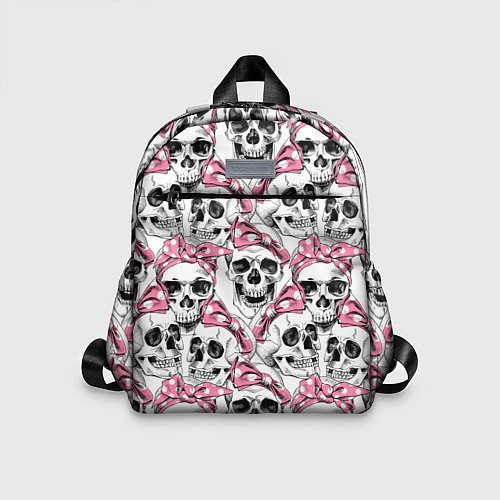 Детский рюкзак Черепа в розовых платках / 3D-принт – фото 1
