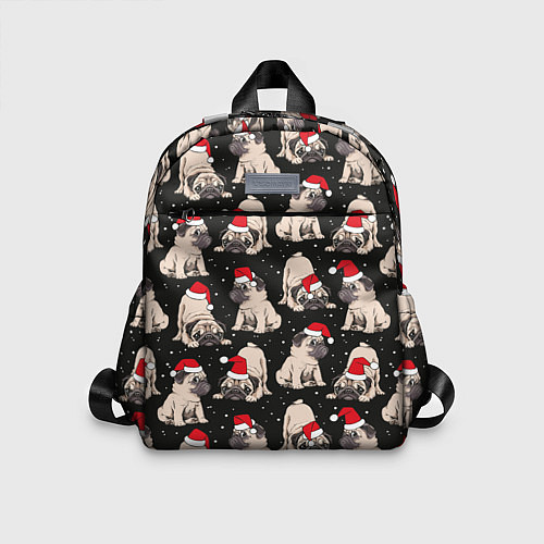 Детский рюкзак Новогодние мопсы / 3D-принт – фото 1