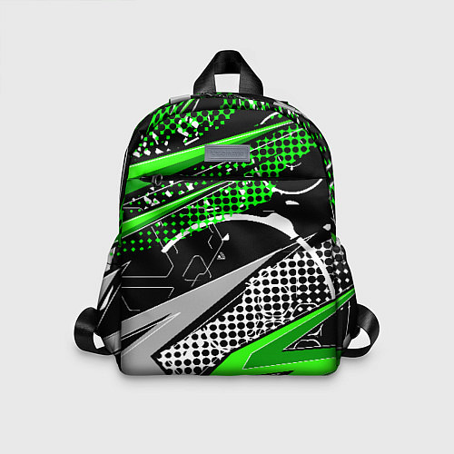 Детский рюкзак Black and green corners / 3D-принт – фото 1