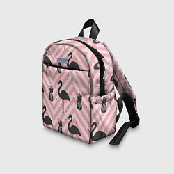 Детский рюкзак Черный фламинго арт, цвет: 3D-принт — фото 2