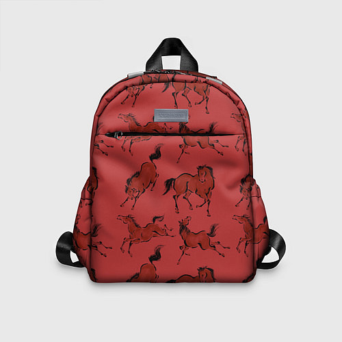 Детский рюкзак Красные кони / 3D-принт – фото 1
