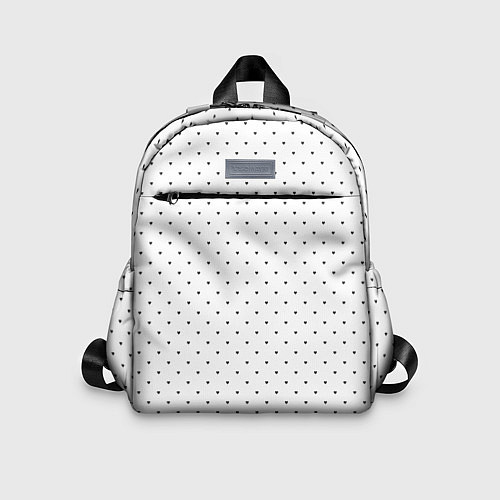 Детский рюкзак Сердечки черные на белом / 3D-принт – фото 1