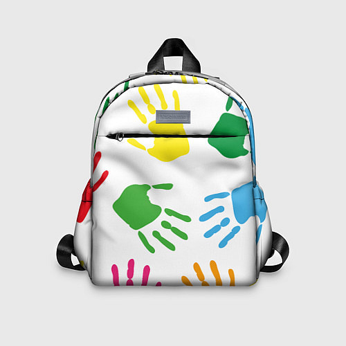Детский рюкзак Цветные ладошки - Детский узор / 3D-принт – фото 1
