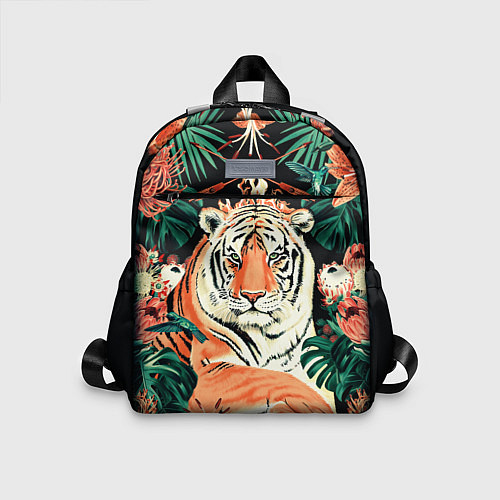 Детский рюкзак Огненный Тигр в Цветах / 3D-принт – фото 1
