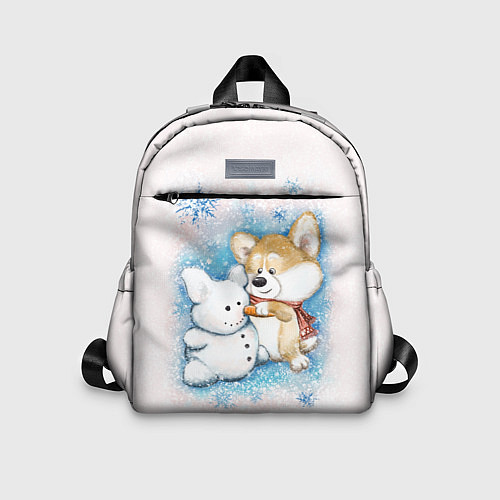 Детский рюкзак Корги и снеговик / 3D-принт – фото 1