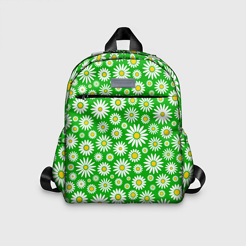 Детский рюкзак Ромашки на зелёном фоне / 3D-принт – фото 1