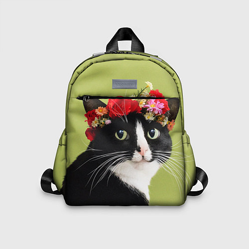 Детский рюкзак Кот и цветы / 3D-принт – фото 1