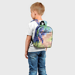 Детский рюкзак Абстрактный бежево-синий узор, цвет: 3D-принт — фото 2