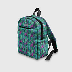 Детский рюкзак Бирюзовый клетчатый узор, цвет: 3D-принт — фото 2